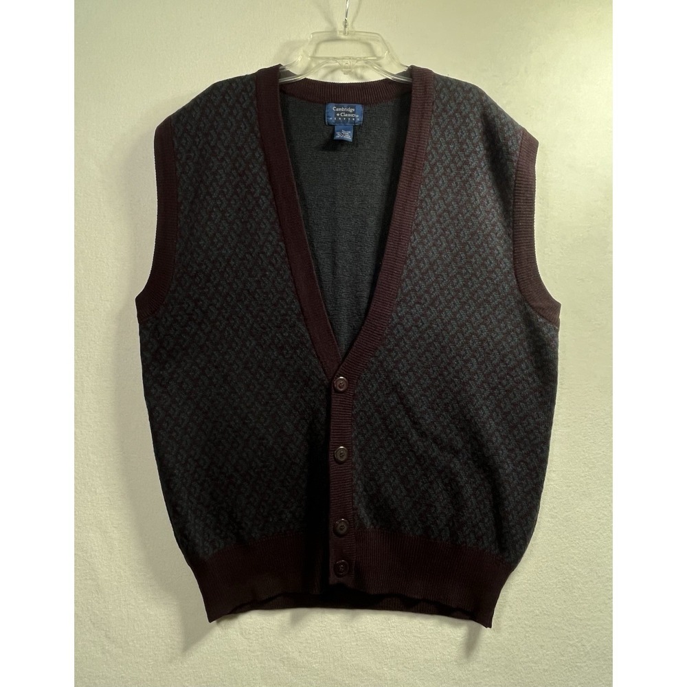 VTG Cambridge Classics Mervyns Men's L Wool Blend Sweater Vest Button Up